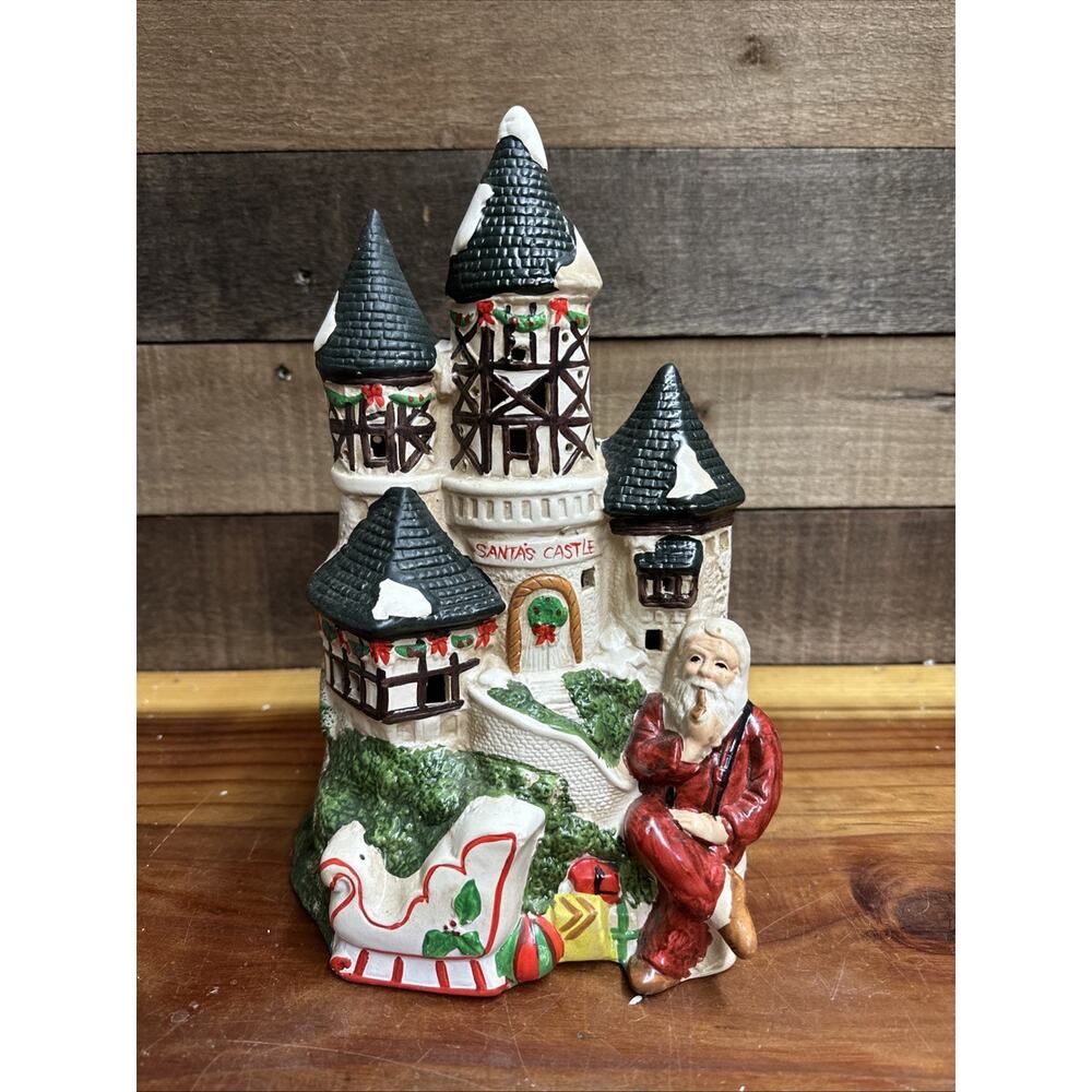 Brinn's Santa's Castle Ceramic Light Up Christmas Village House 1987 In Box
